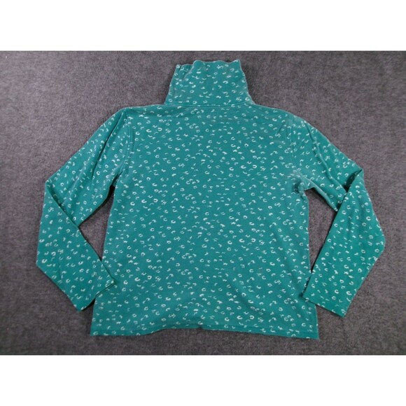 Basic Editions Top Women Medium Green Ditzy Floral Turtleneck Capsule Office Day - Picture 9 of 11